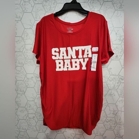 Nwt Women's Christmas "Santa Baby" Maternity Graphic T-Shirt - Picture 6 of 8